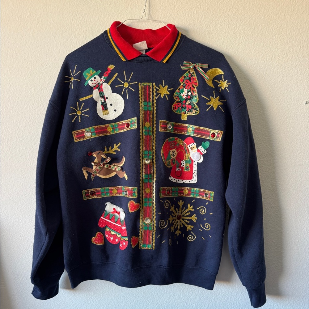 Festive Navy Christmas Sweater